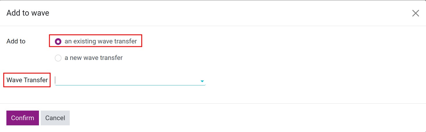 Confirm transfers to wave transfer