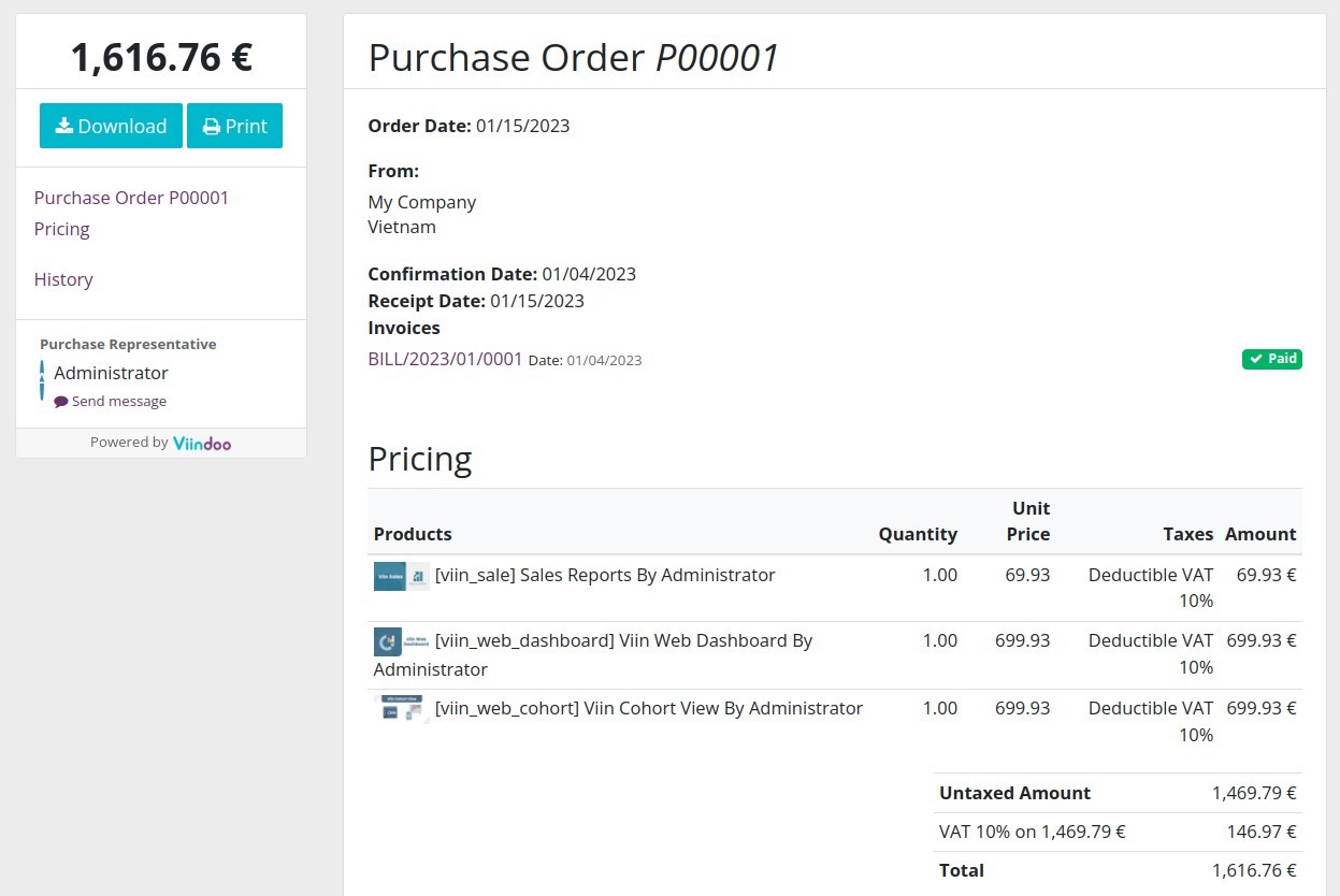 Purchase order detail
