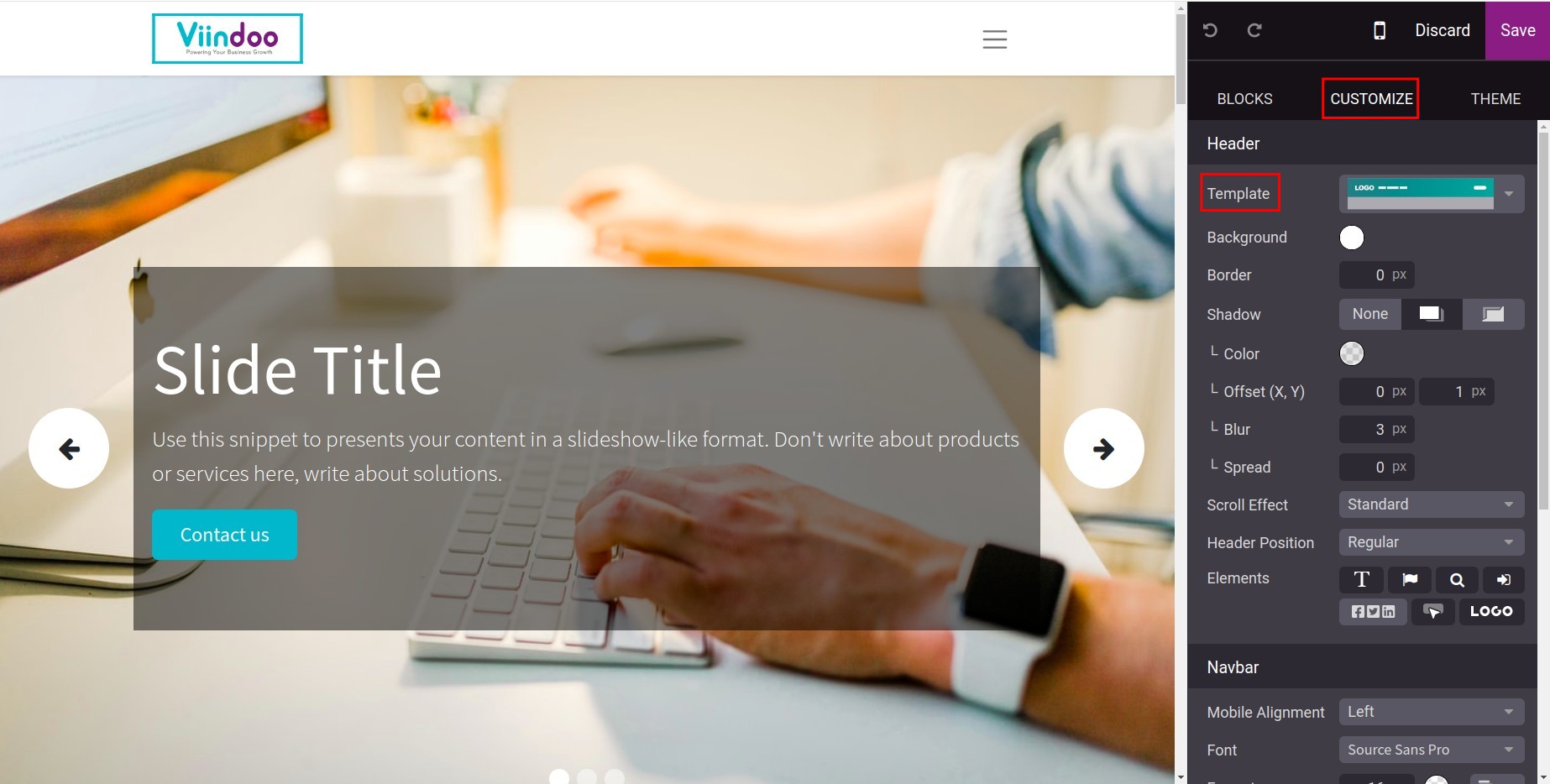 Select a website logo display style - Viindoo