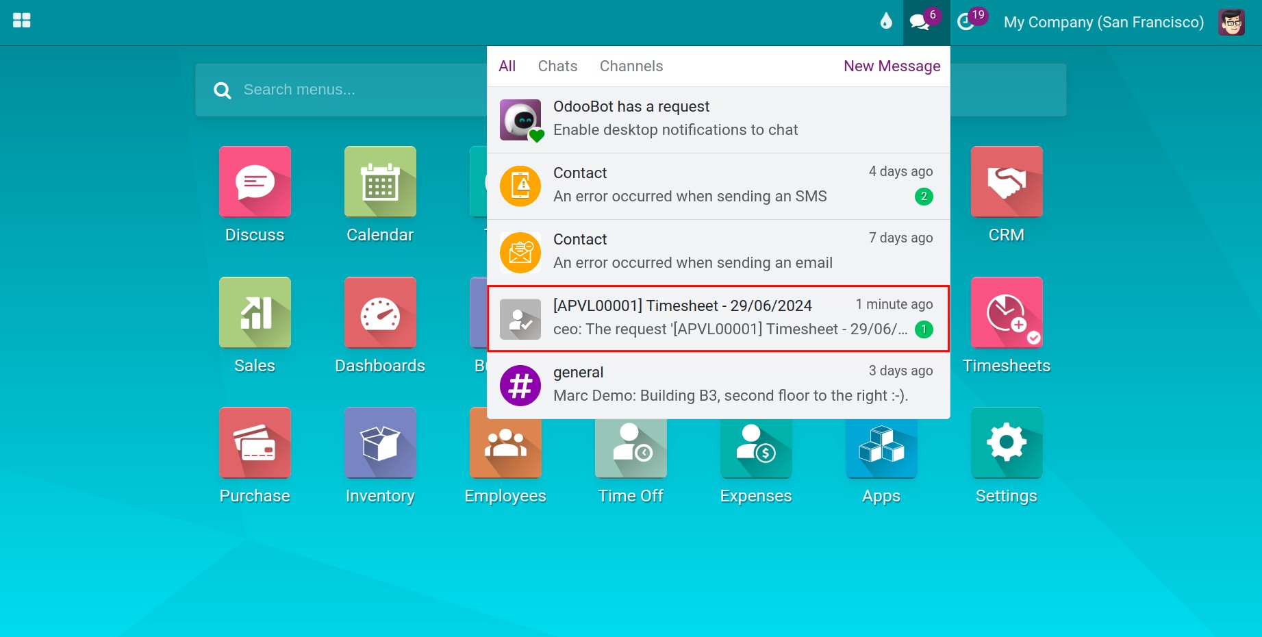 employee receive a notification