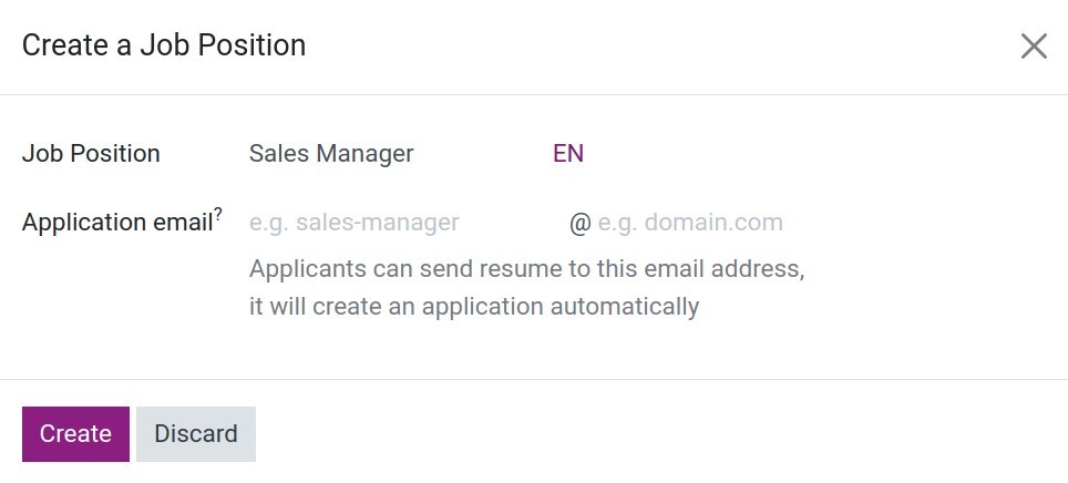Create Job Position on Viindoo's view