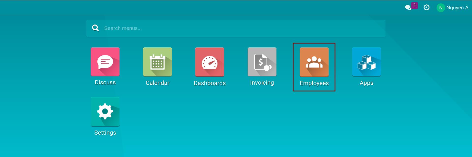 Employees module on the main interface
