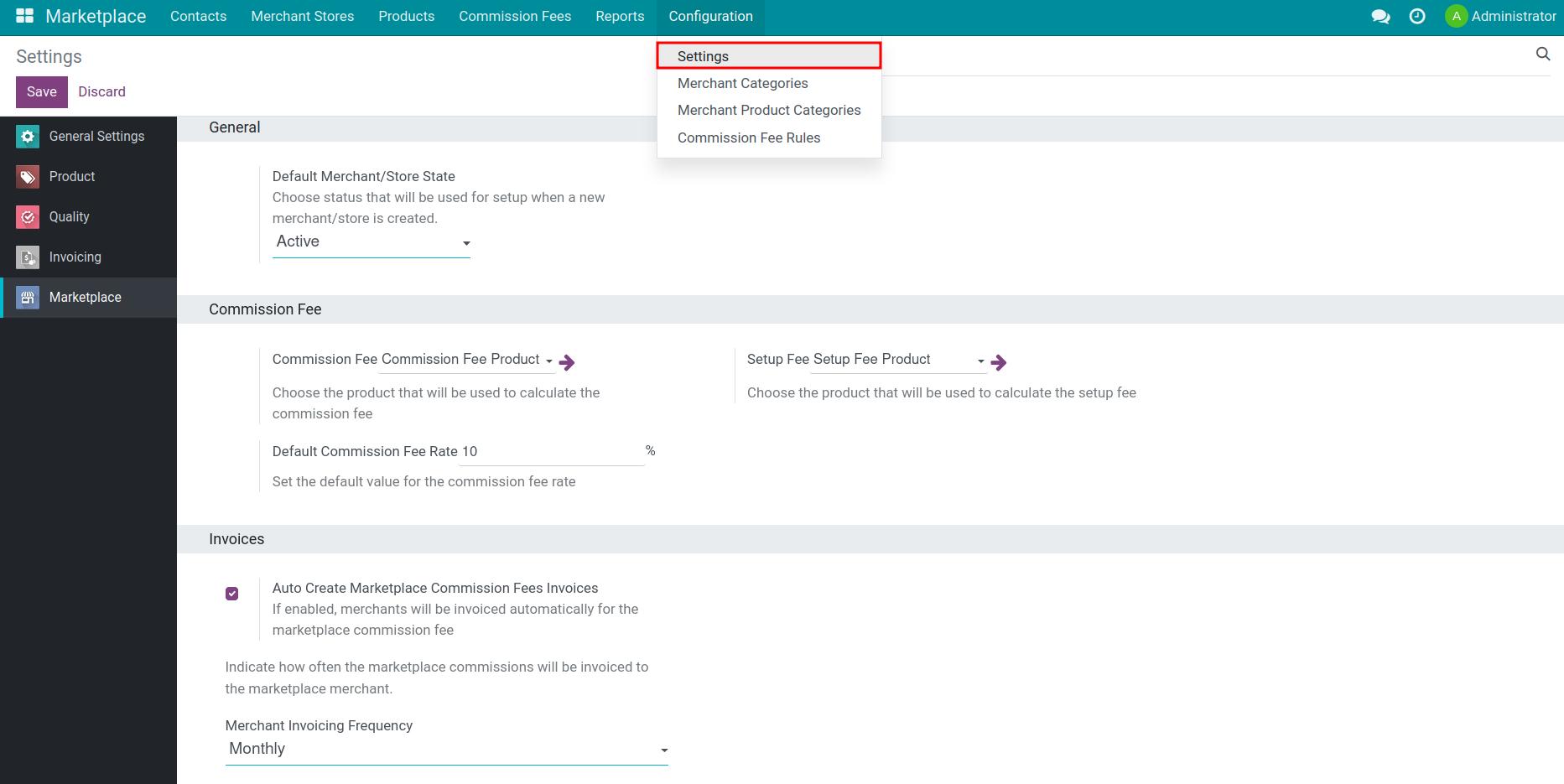 General setting Viin marketplace app in Viindoo