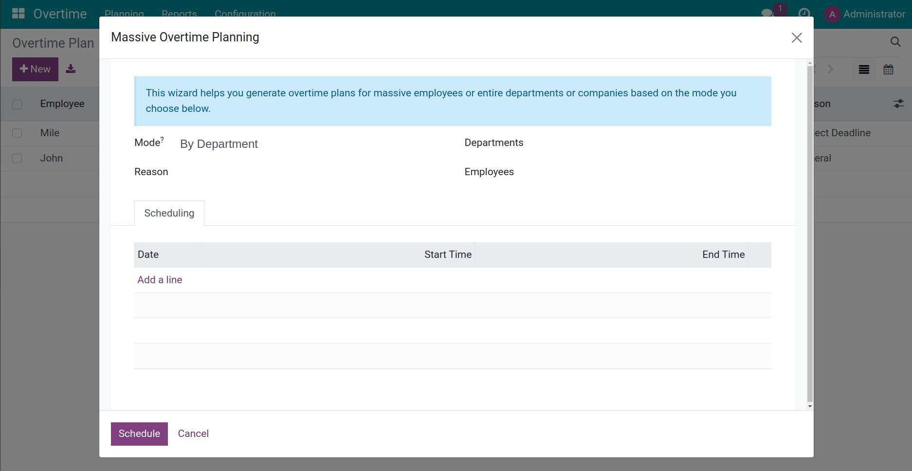 Make a Mass Schedule window