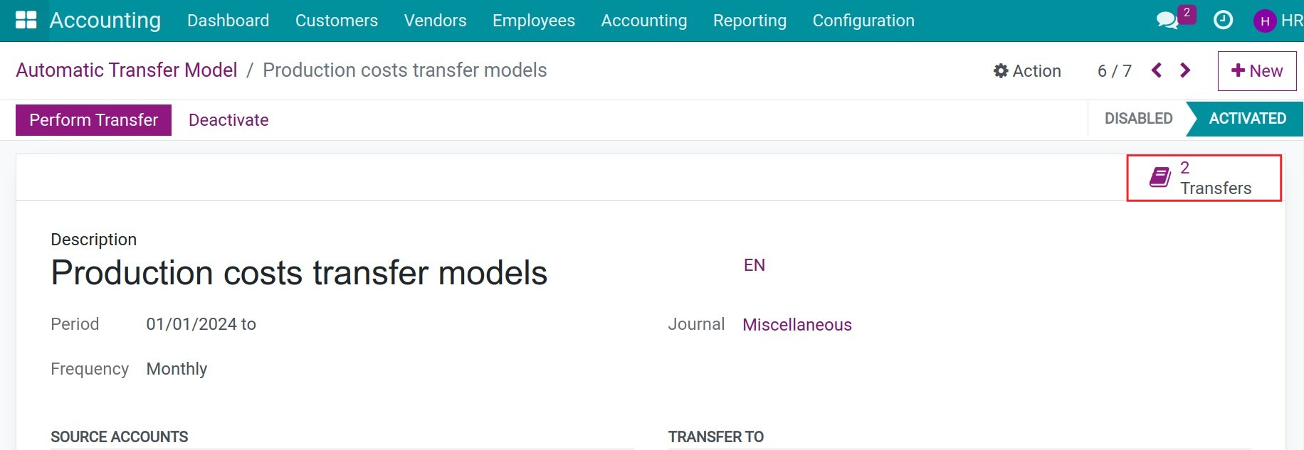 Auto tranfer journal entries in Viindoo