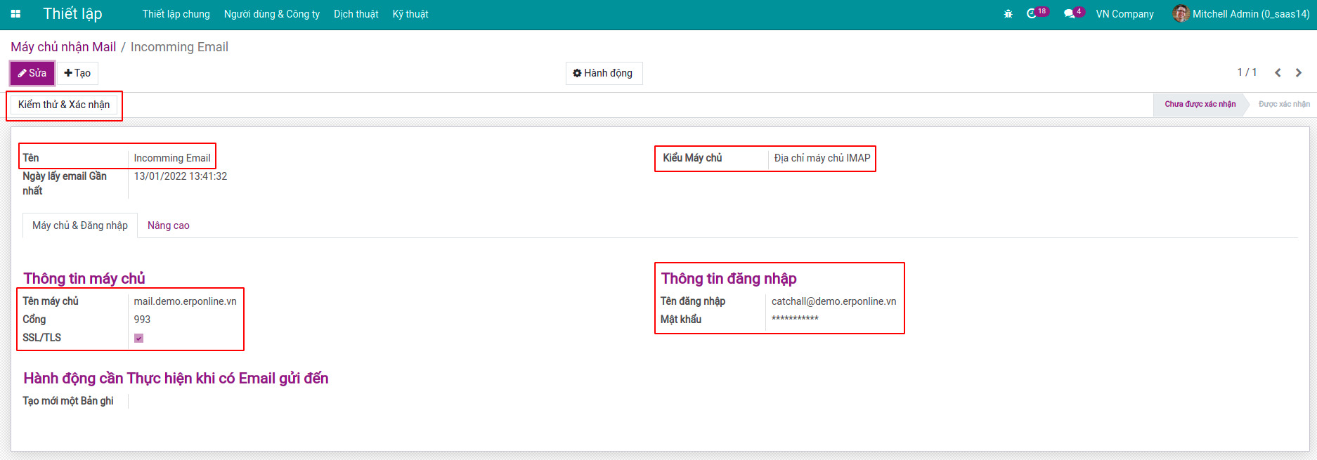 Cấu hình máy chủ nhận Email