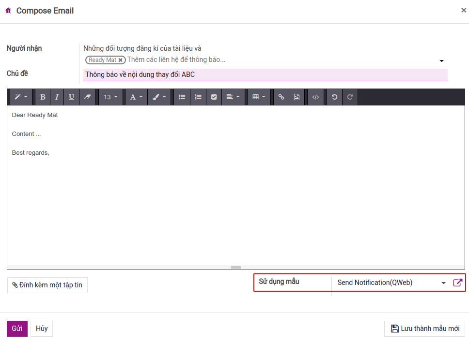 Chọn mẫu Email