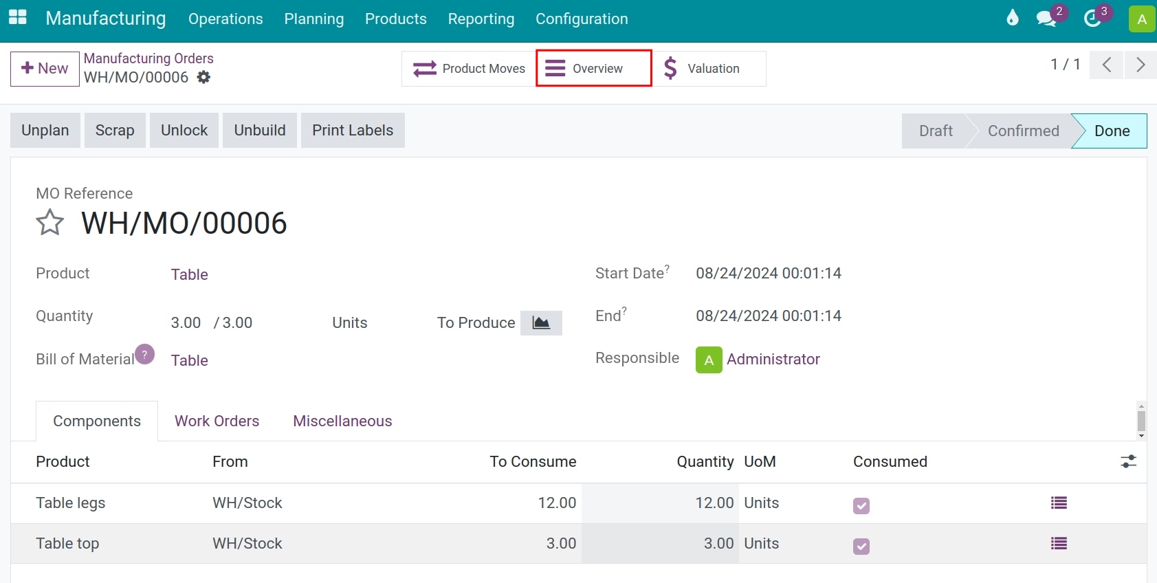 Cost analysis in Viindoo
