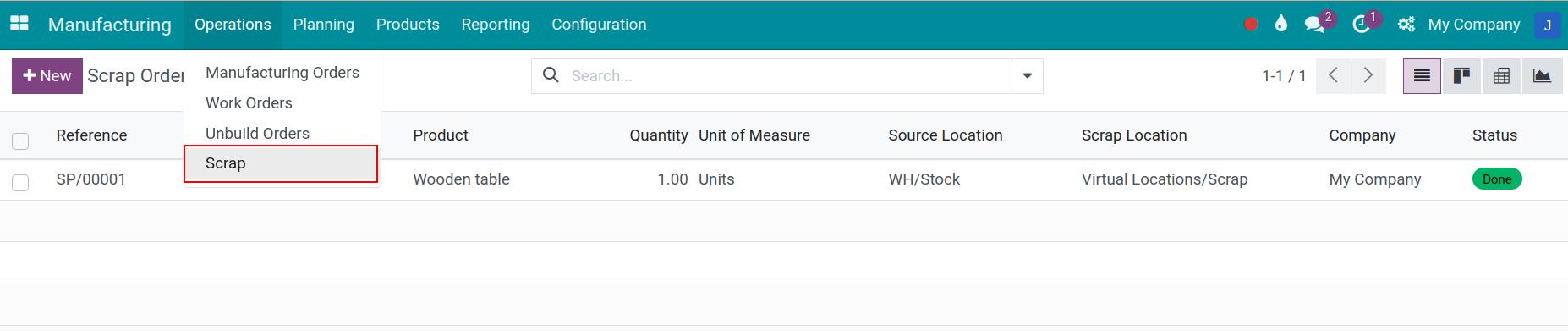 Make a scrap order manually