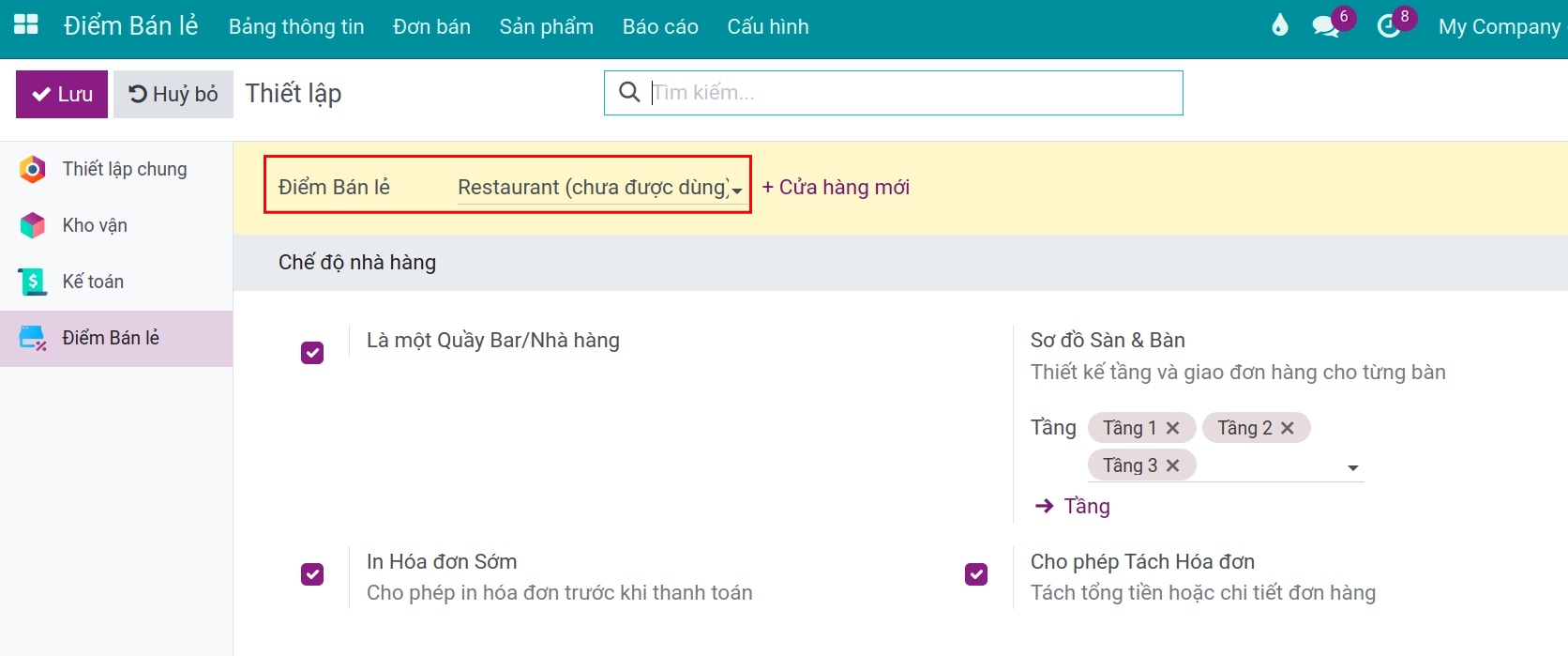 Chọn điểm bán lẻ cần thiết lập