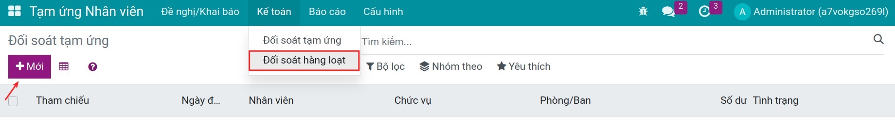 Tạo đối soát hàng loạt