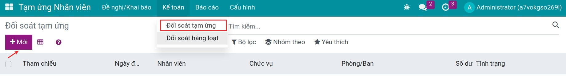 Tạo phiếu đối soát