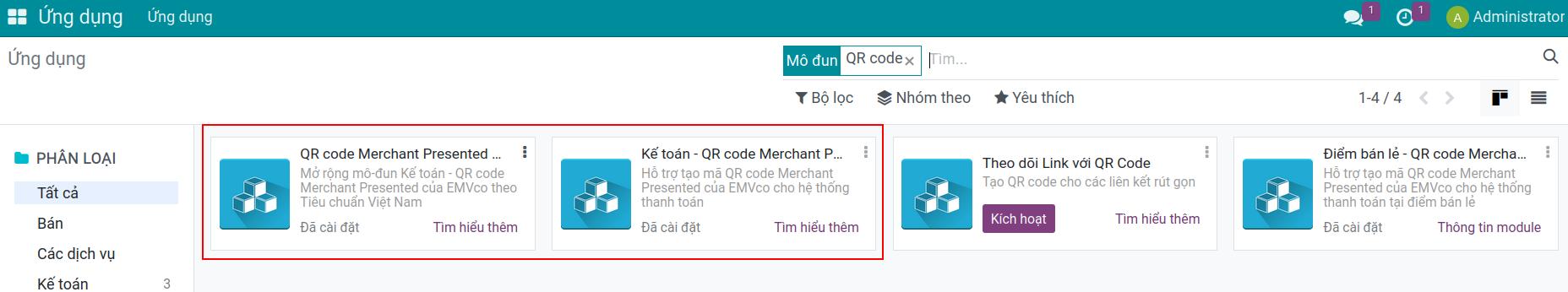 EMV QR code trong phần mềm Viindoo