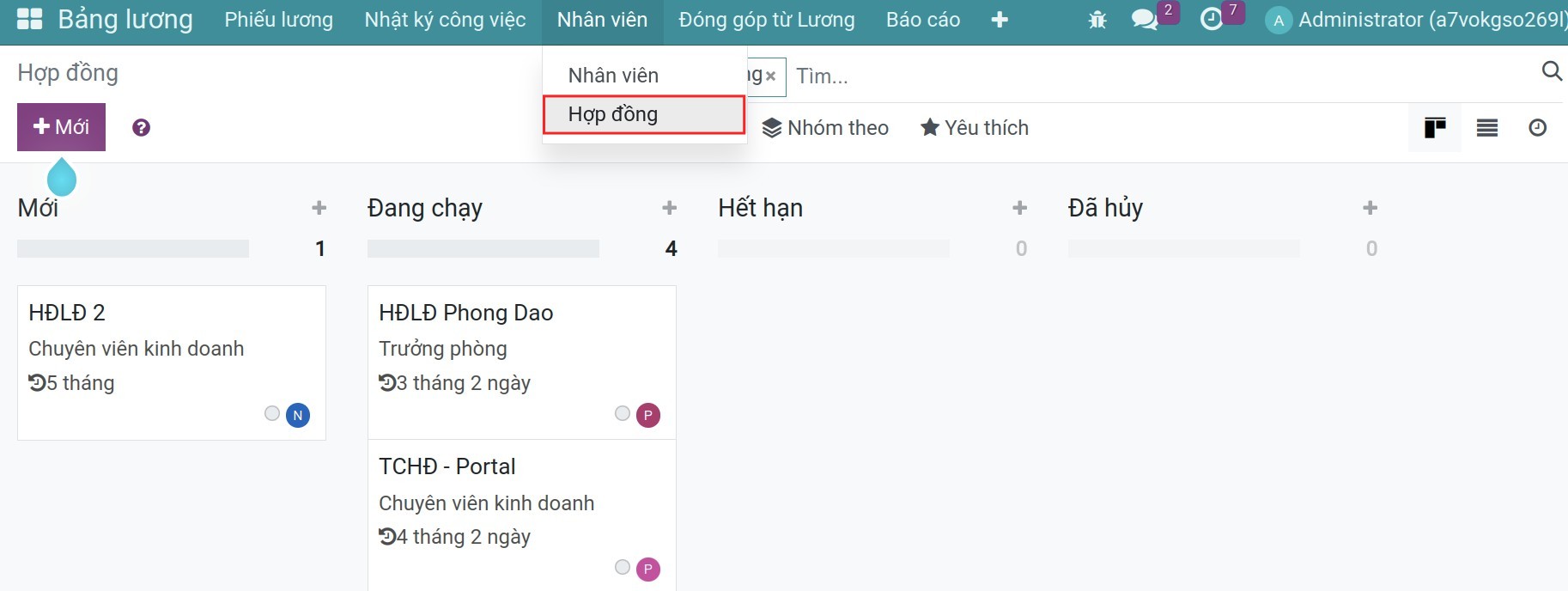 Thiết lập nguồn nhật ký công việc trên hợp đồng