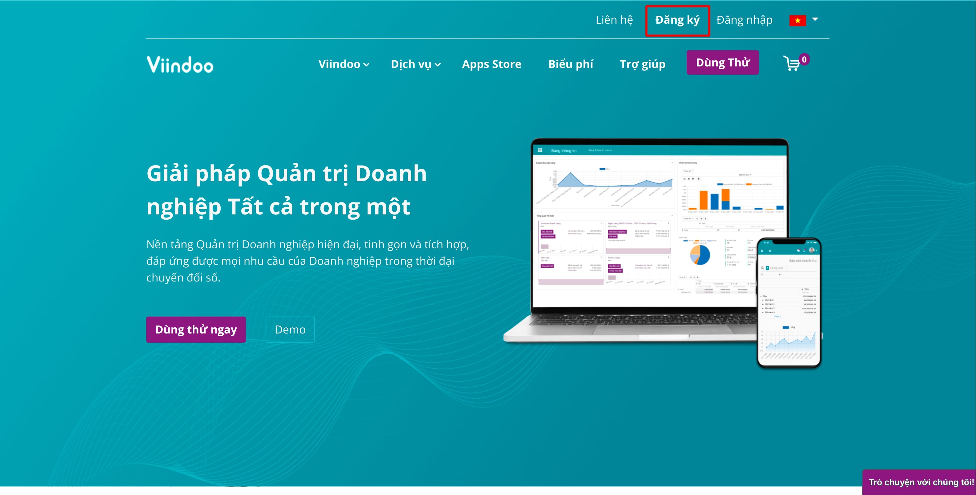 Tạo tài khoản từ trang chủ Viindoo