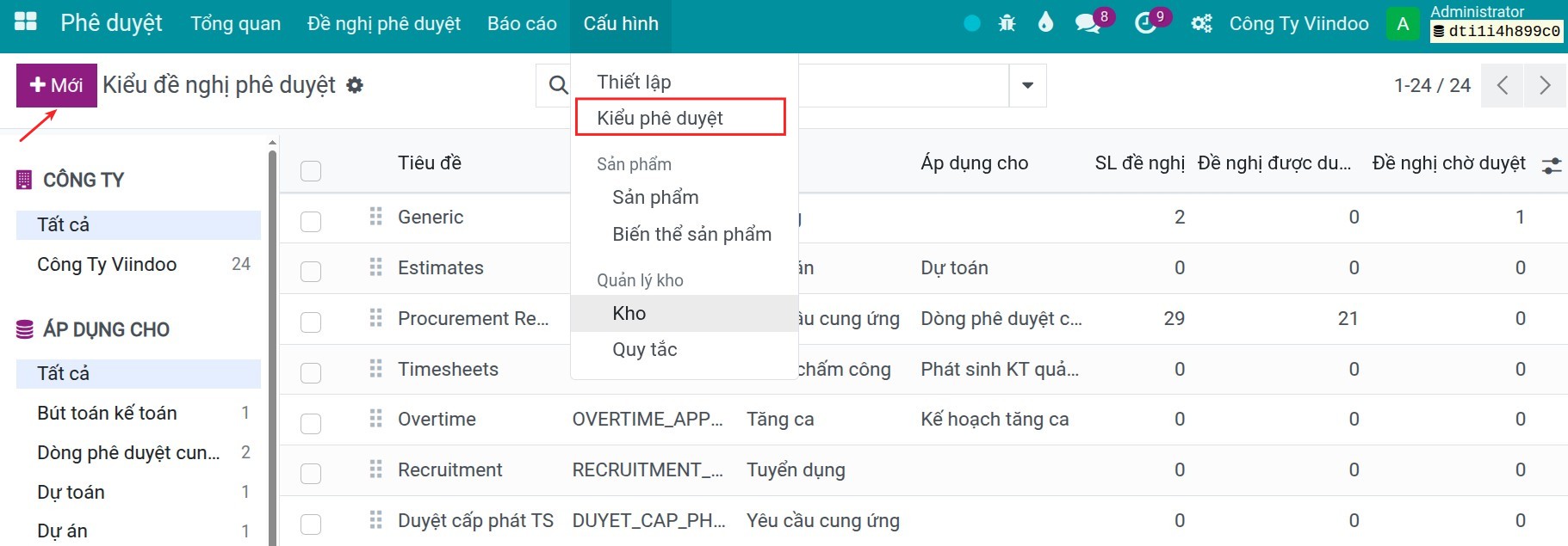 Tạo kiểu phê duyệt trong Viindoo