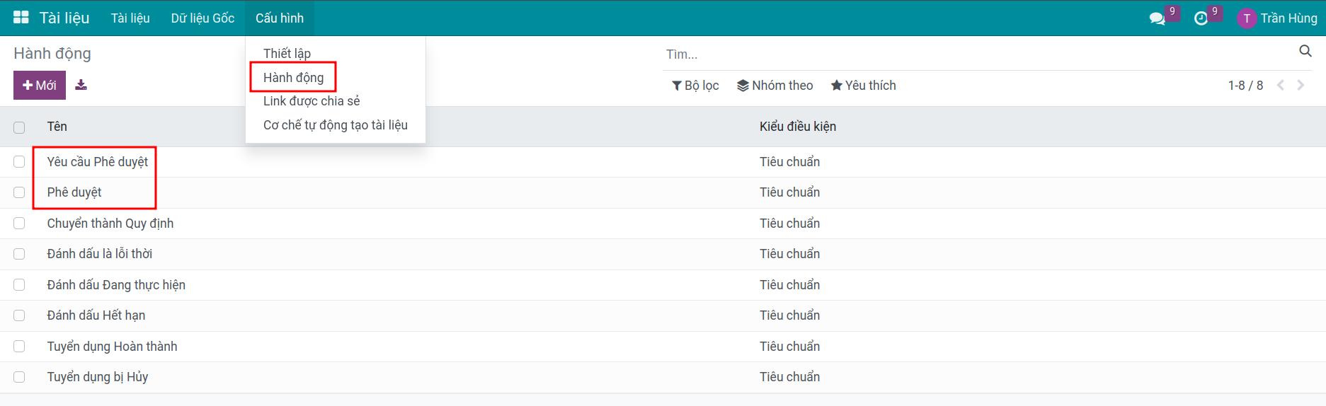 Truy cập hành động