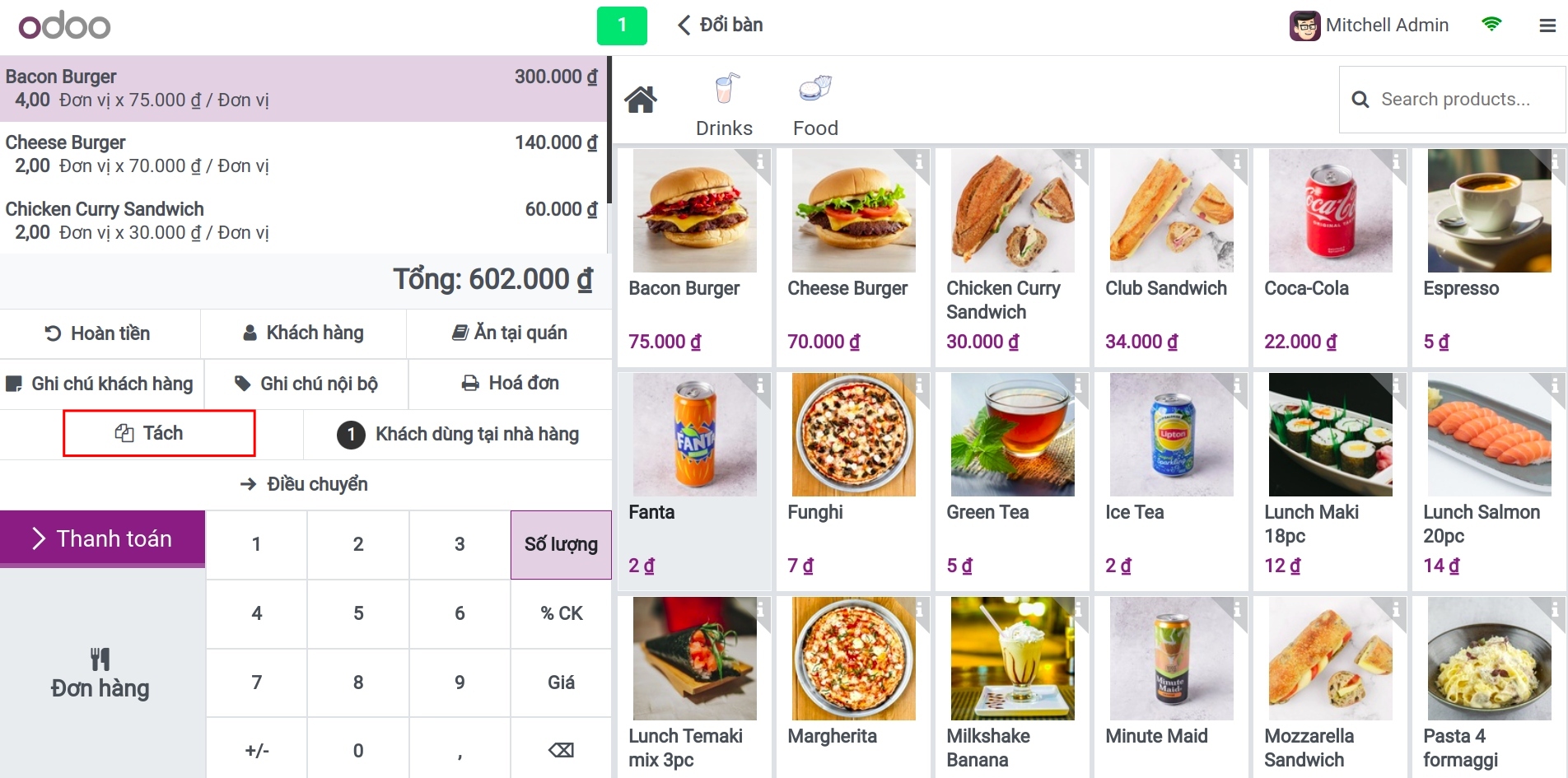 Hướng dẫn tách đơn khi thanh toán