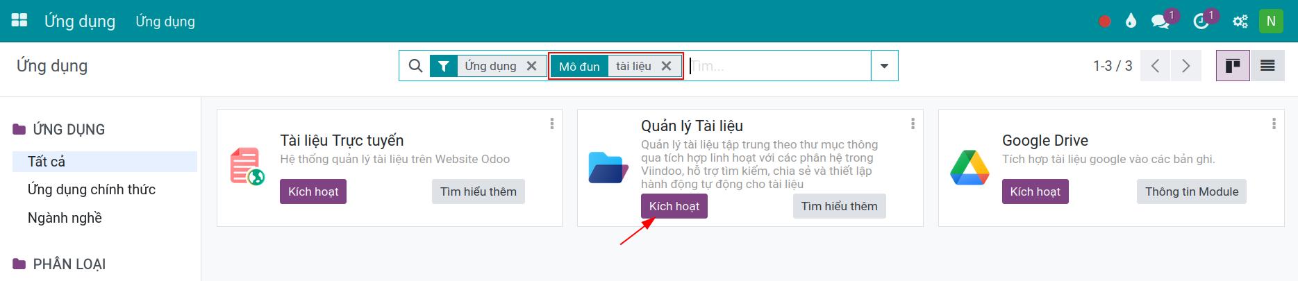 Cài đặt ứng dụng quản lý tài liệu