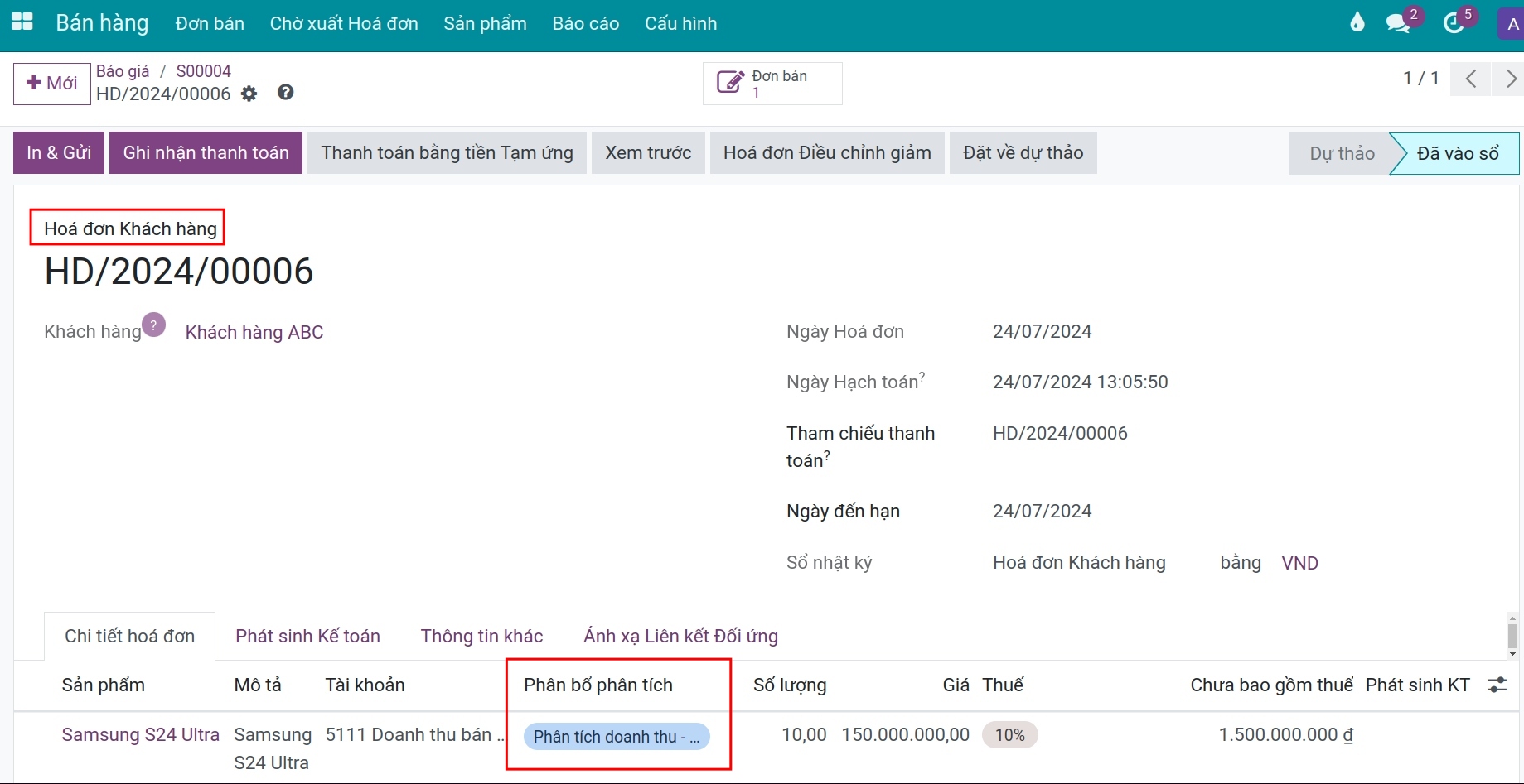 Gắn tài khoản quản trị để theo dõi doanh thu - Kế toán Viindoo