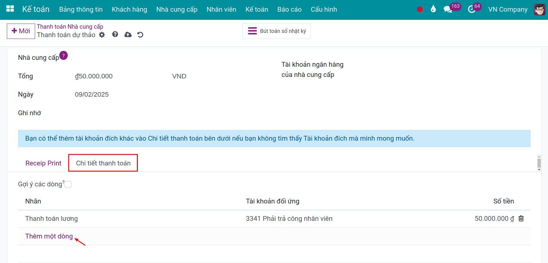 Thanh toán lương nhân viên - Viindoo Accounting