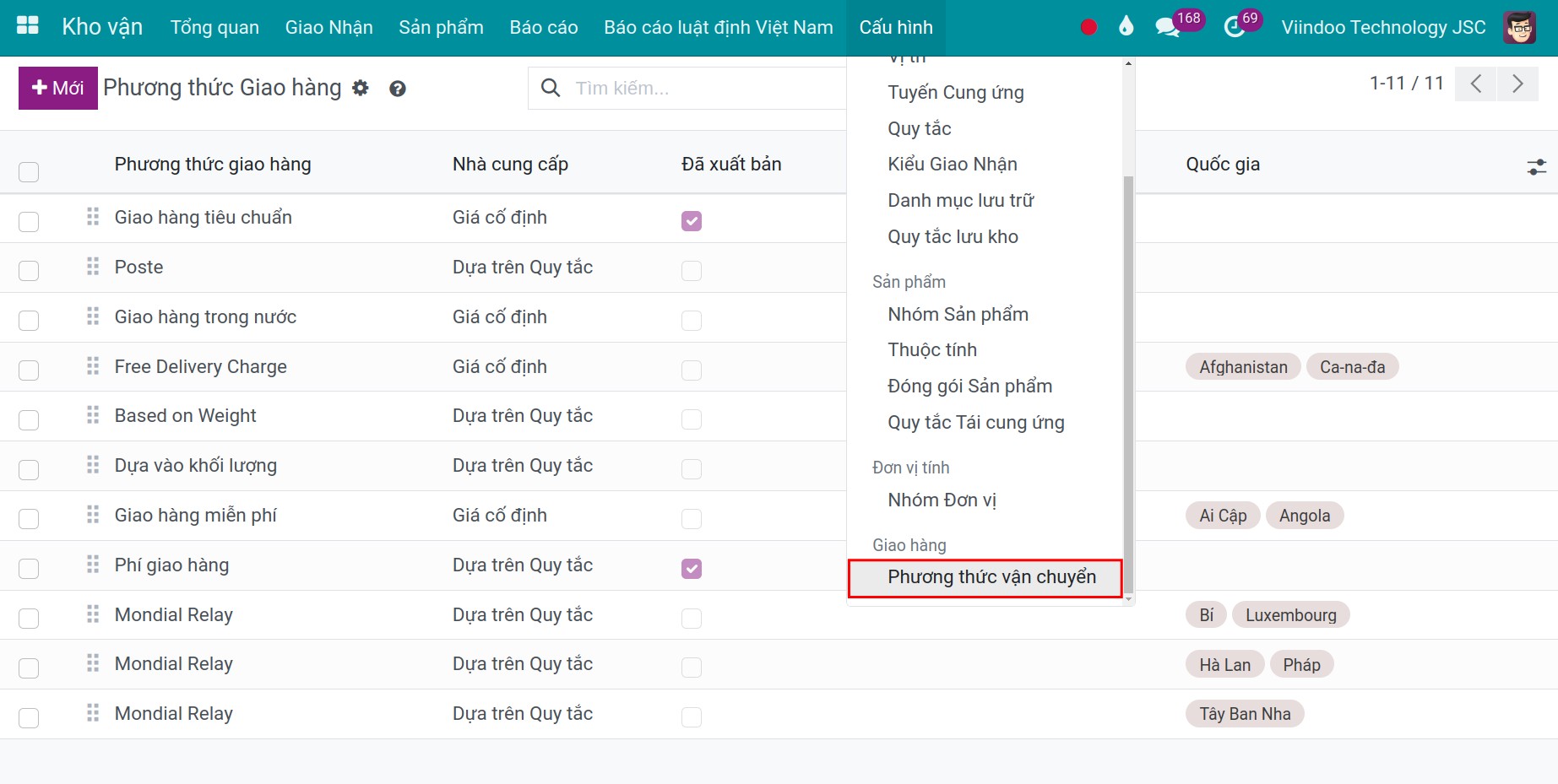 xem phương thức giao hàng
