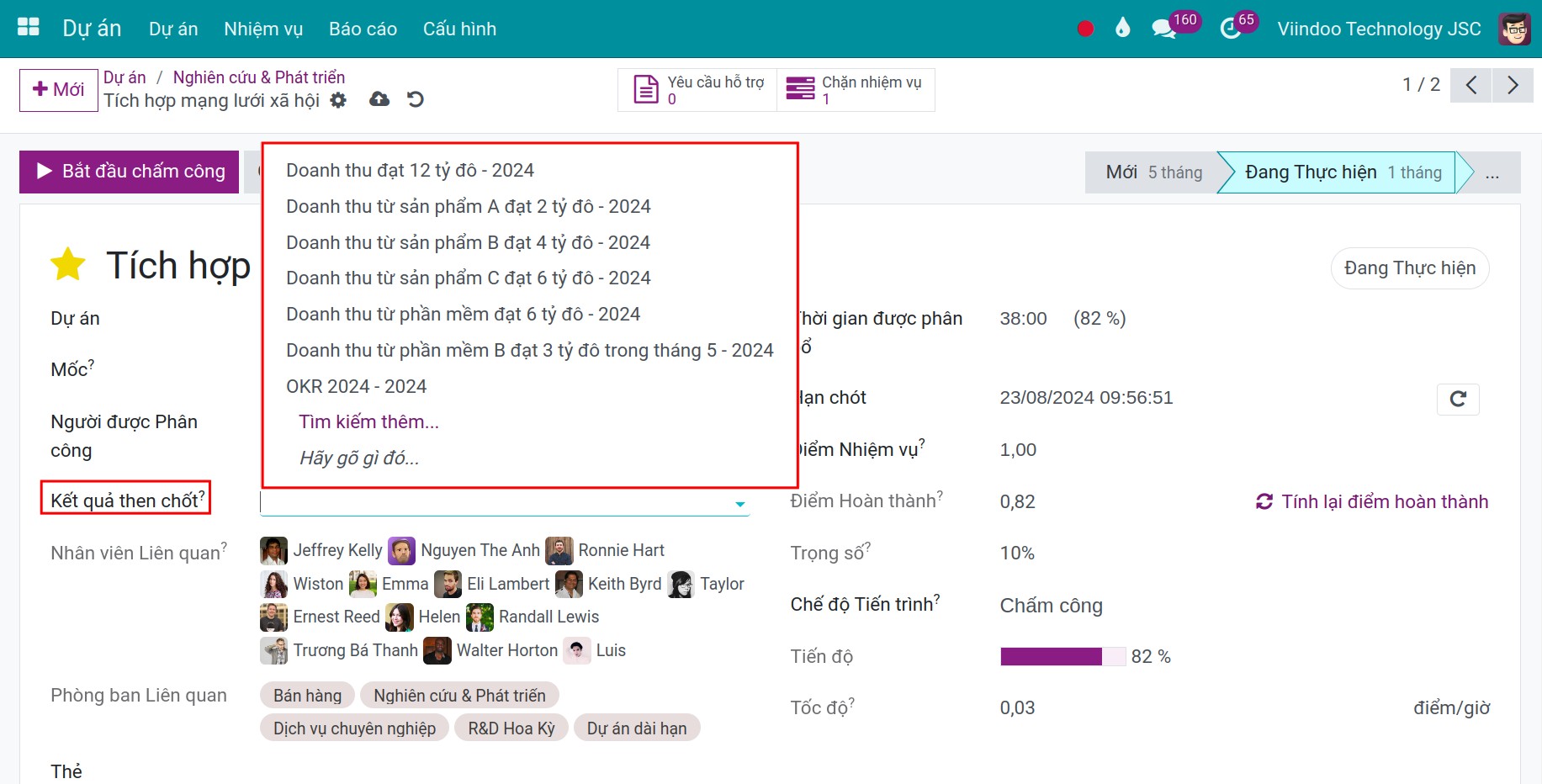 Chọn Kết quả then chốt
