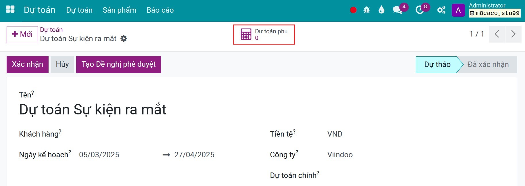 Dự toán phụ