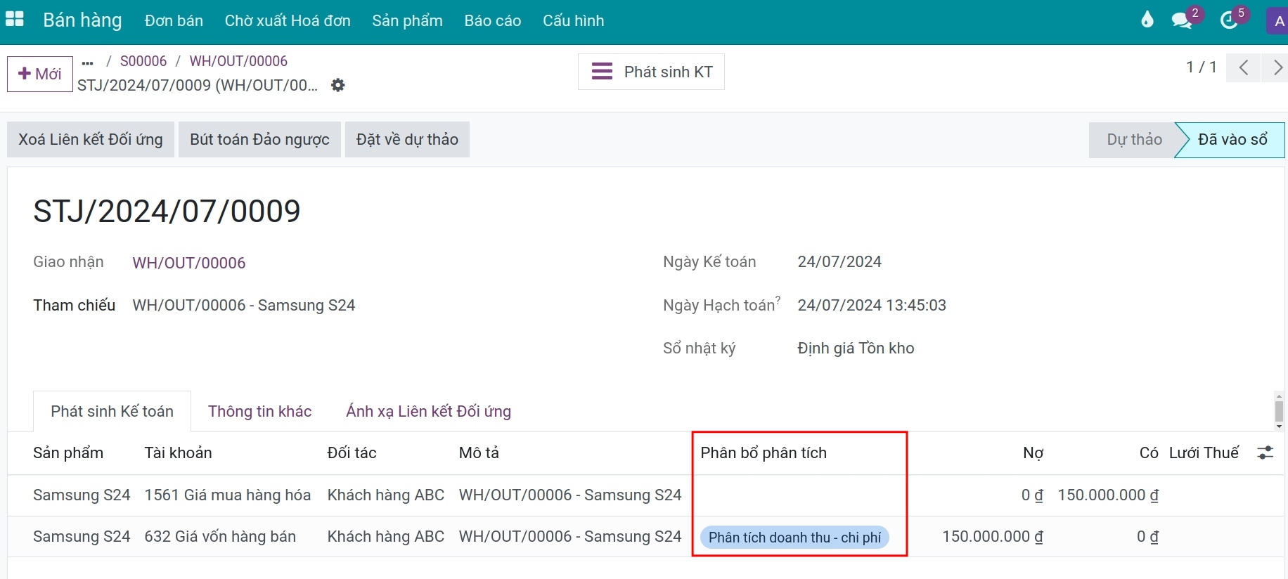Phân tích chi phí giá vốn bằng tài khoản quản trị - Kế toán Viindoo