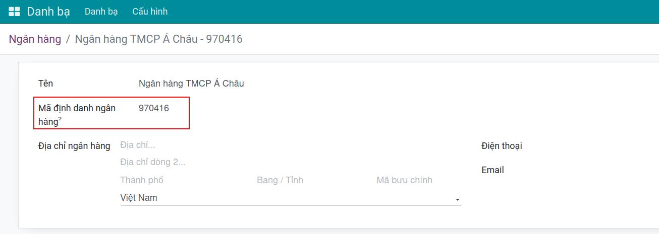 EMV QR code trong phần mềm Viindoo