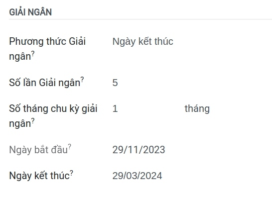 giai ngan theo ngay ket thuc