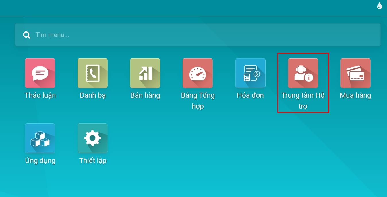 Ứng dụng Trung tâm Hỗ trợ tại bảng thông tin chung