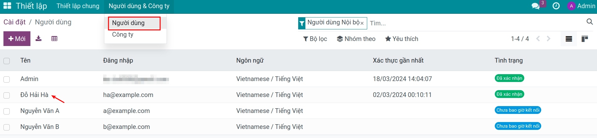 Configure access rights to Documents app