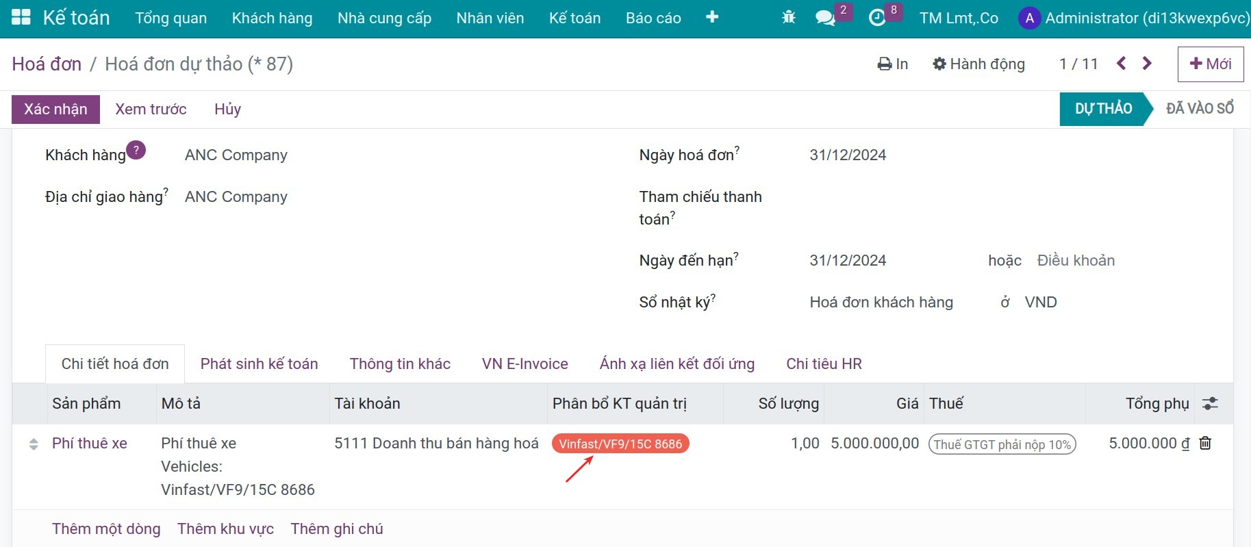 Create a new customer invoices