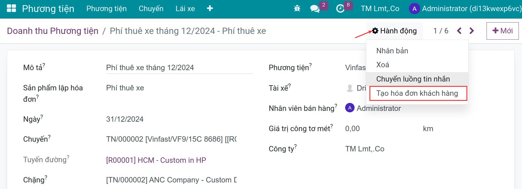 Create a new customer invoices