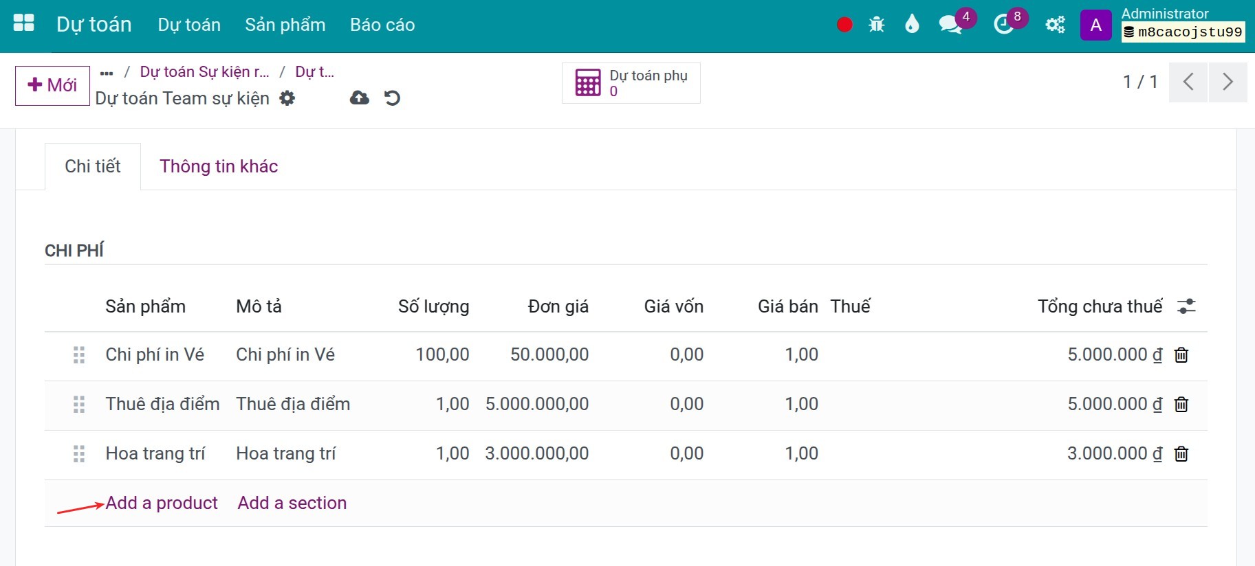 Performing estimates in Viindoo