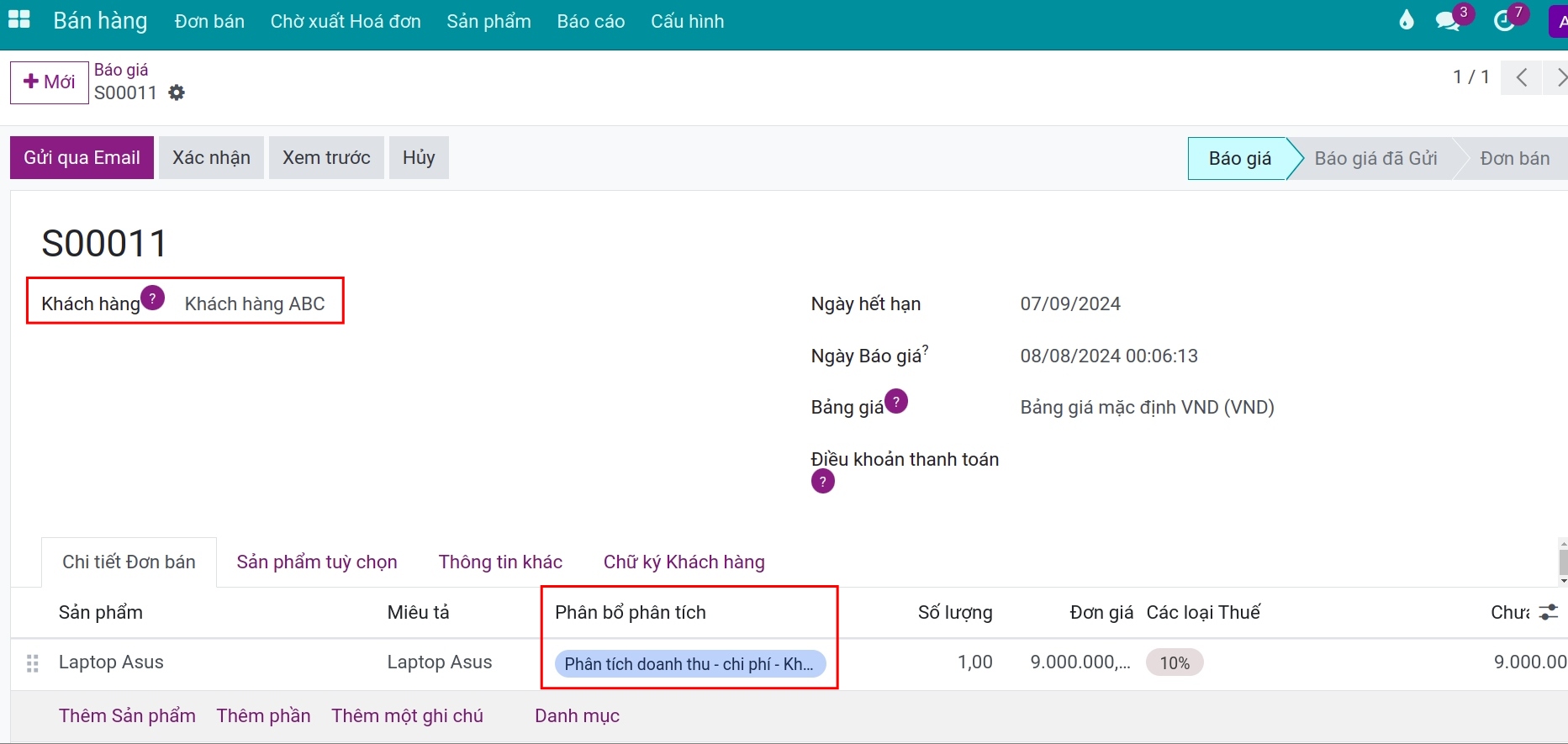 Sử dụng tài khoản quản trị mặc định trên đơn bán - Kế toán quản trị Viindoo