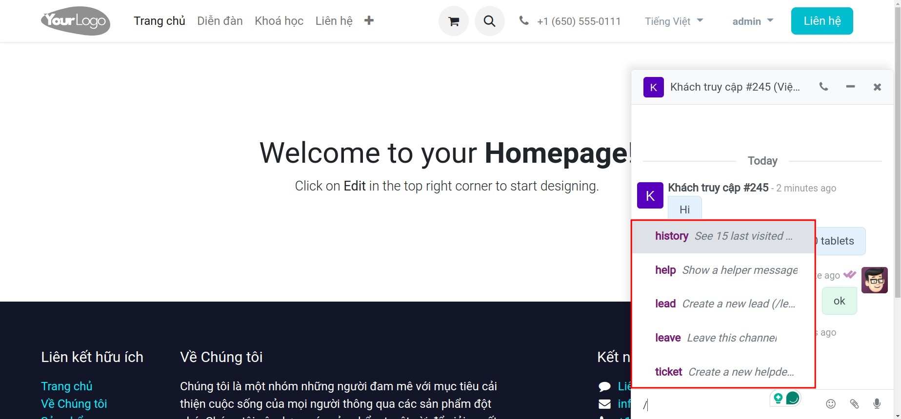 Phím tắt của các câu trả lời mẫu