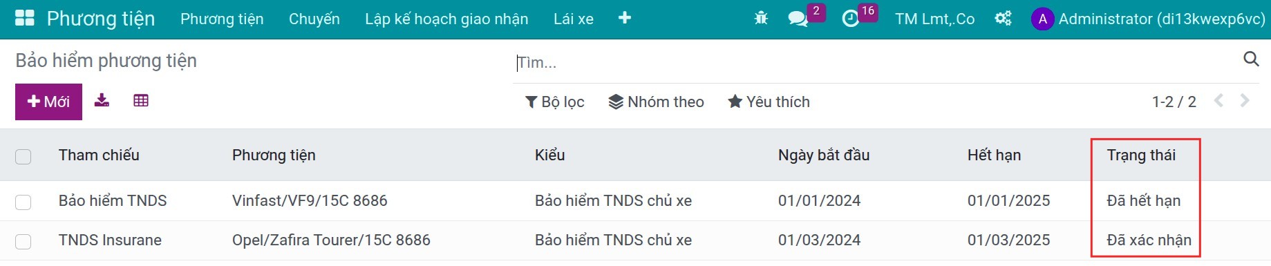 Báo cáo quản lý bảo hiểm phương tiện
