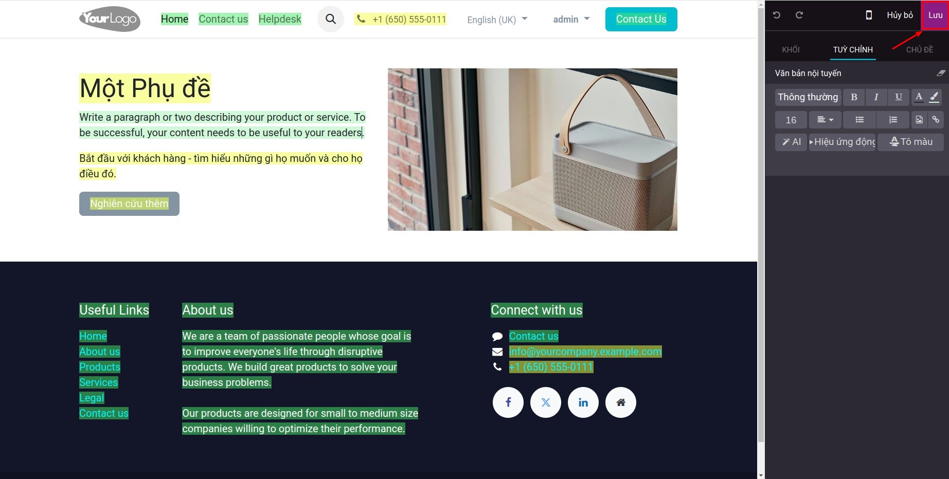 Lưu bản dịch cho website
