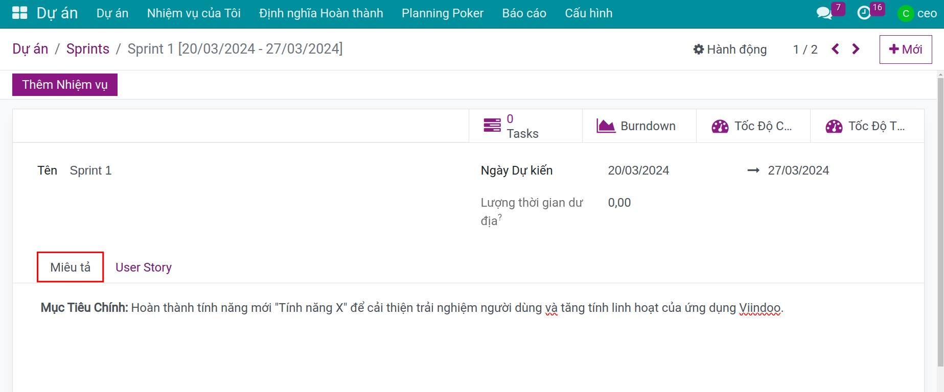 xác định mục tiêu sprint