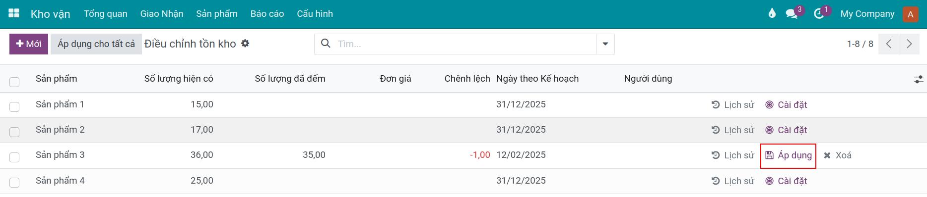 Nhập tồn kho quá khứ trong Viindoo