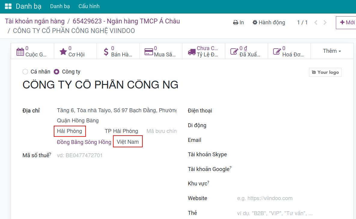 EMV QR code trong phần mềm Viindoo
