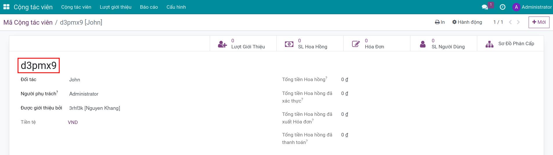 Mã cộng tác viên trong ứng dụng Cộng tác viên Viindoo