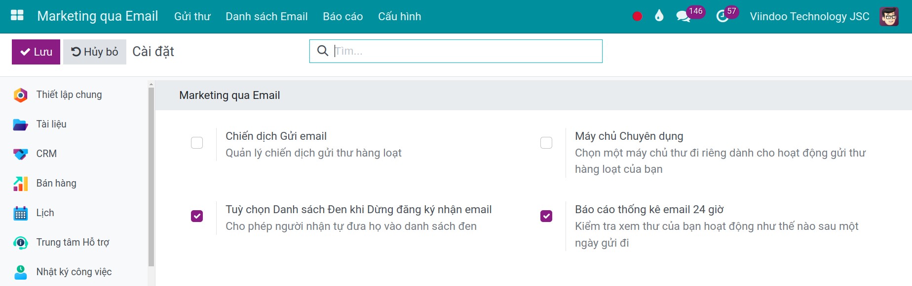 Cấu hình email marketing