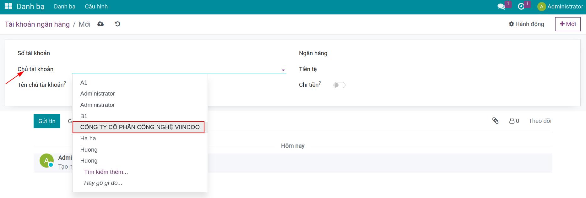 EMV QR code trong phần mềm Viindoo