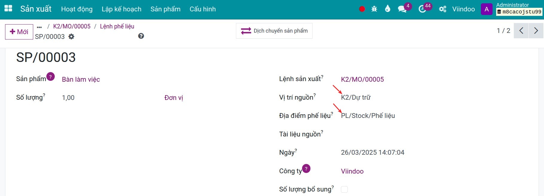 Danh sách các Bút toán Kế toán sinh ra trong hoạt động nhập hàng Viindoo