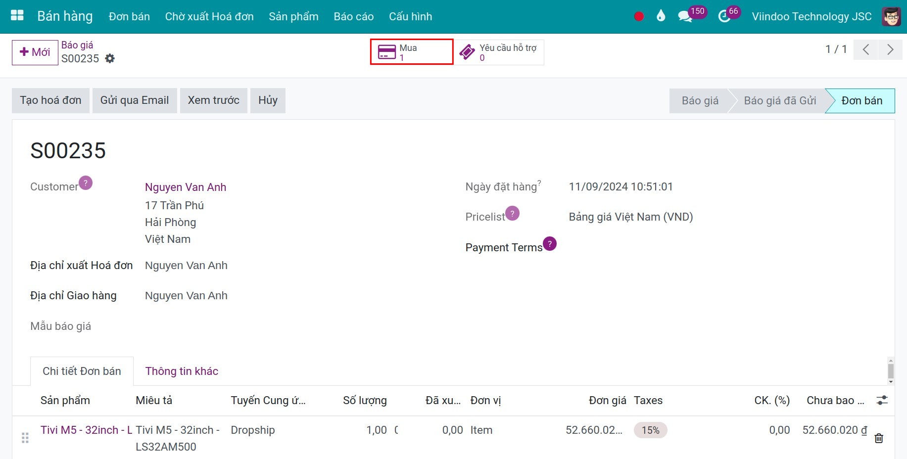 Xem đơn mua từ đơn bán