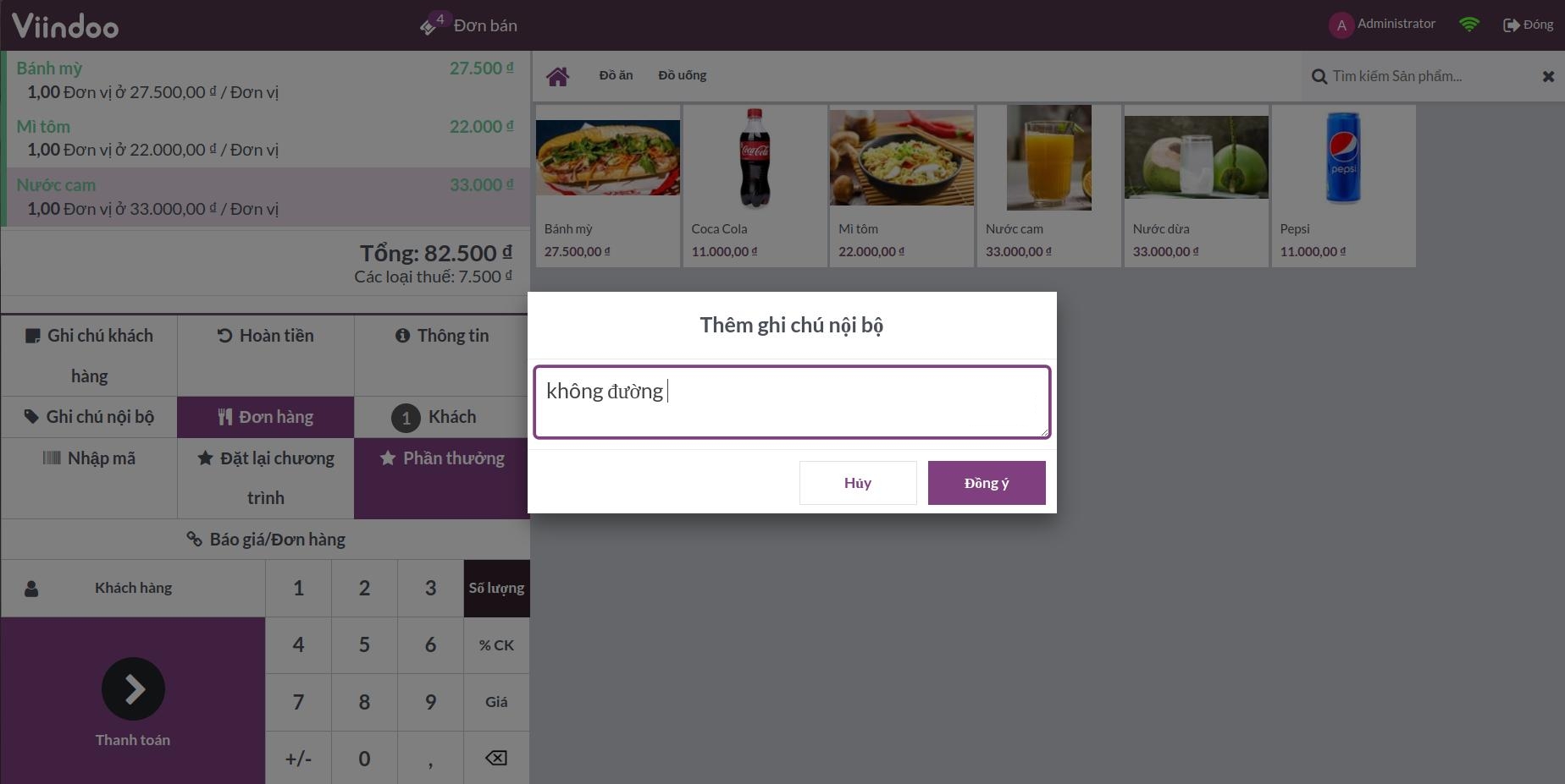 Thêm ghi chú vào đơn hàng