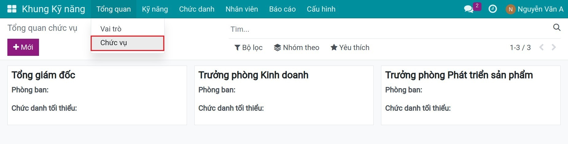 Tổng quan khung kỹ năng theo chức vụ trong Viindoo